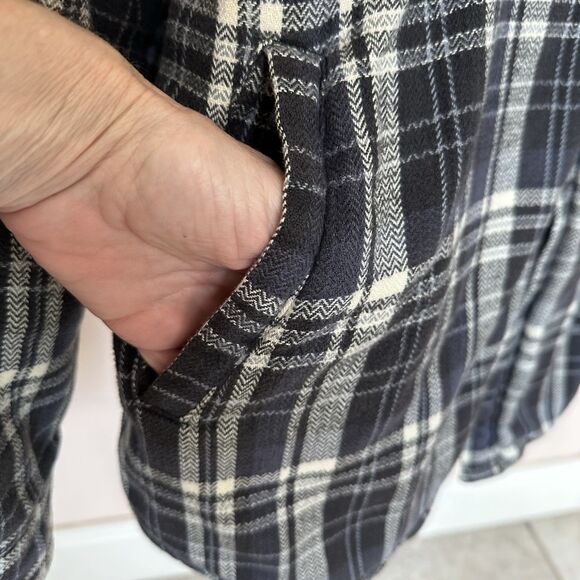 Woolrich Shacket Mens XL Tall Blue Blk Plaid Flannel Snap Up Jacket Outdoors - Picture 5 of 10